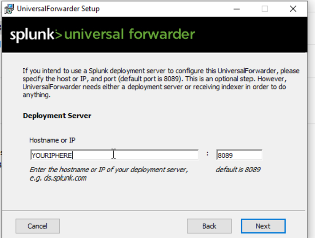 Deployment server config