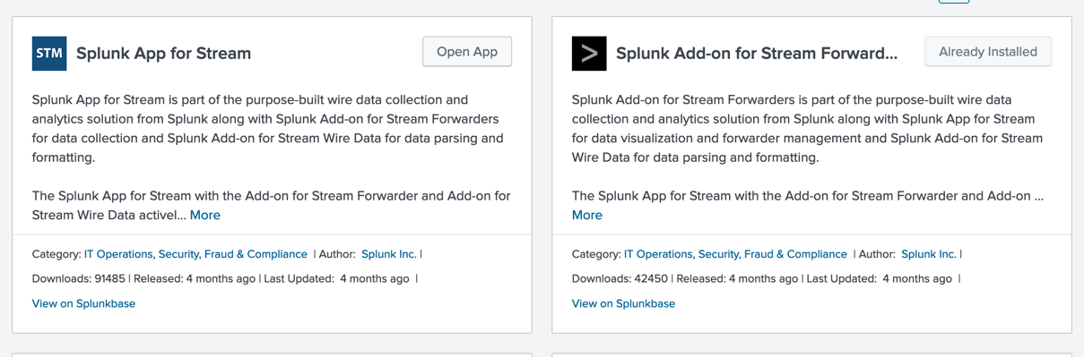 Stream apps installed
