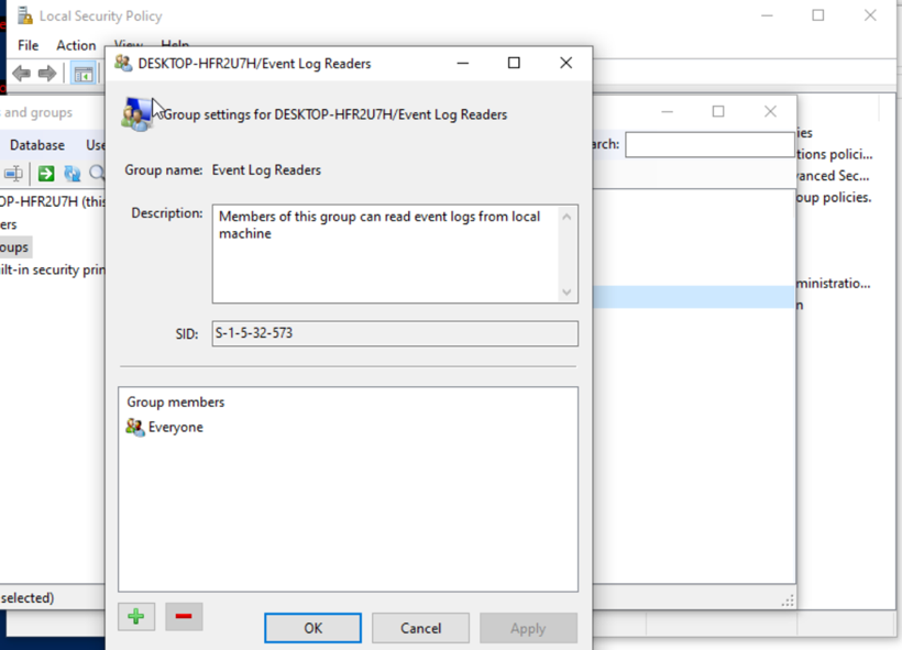Add Everyone to Event Log Readers