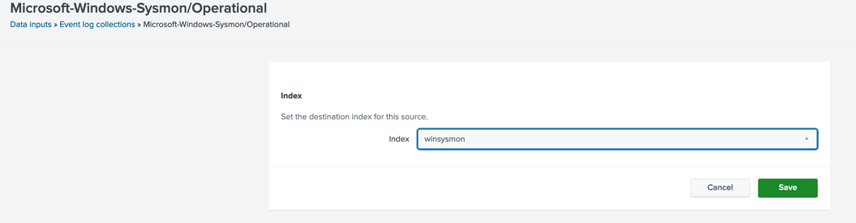 Edit Sysmon/Operational index
